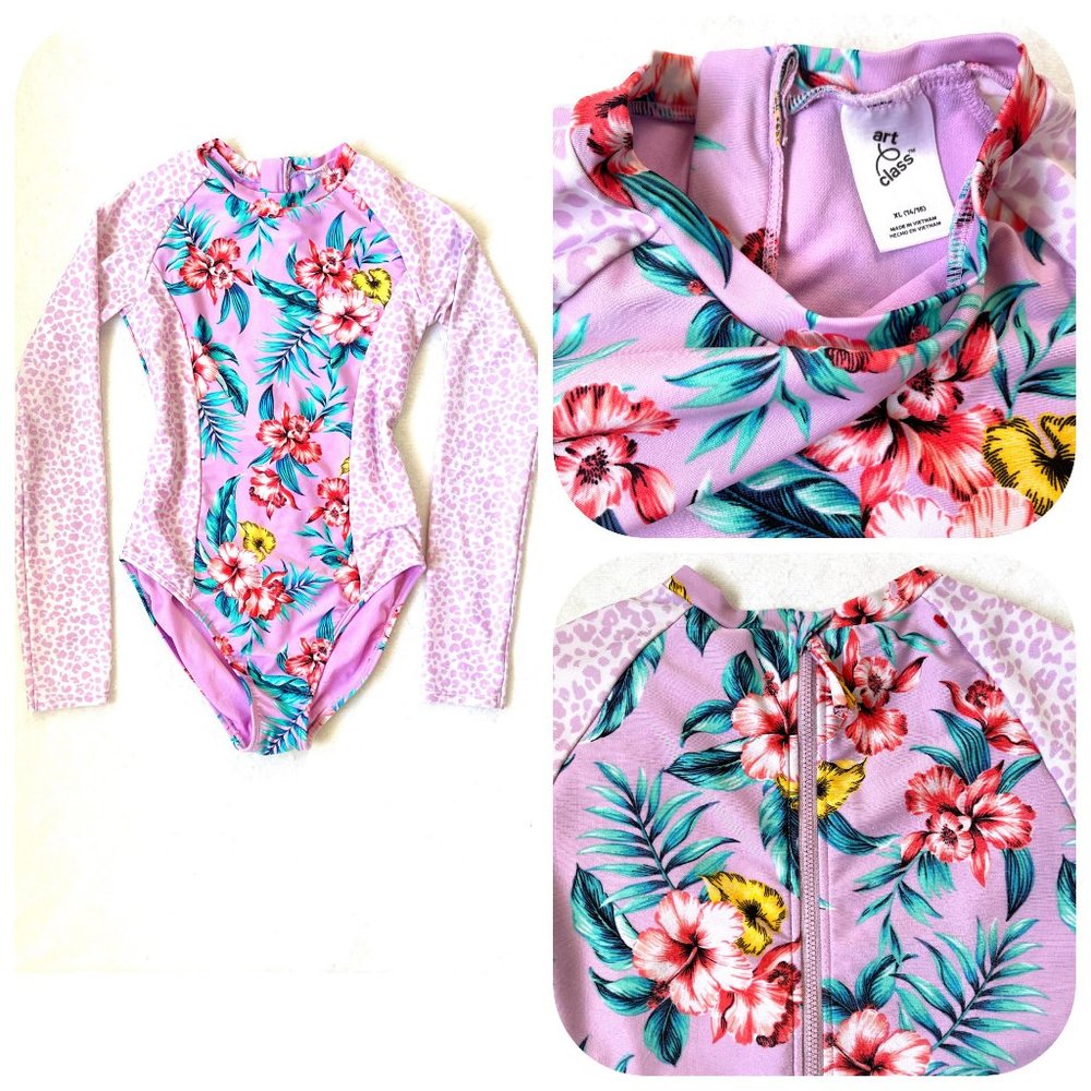 Art Class Long Sleeve One Piece Rash Guard swimsuit